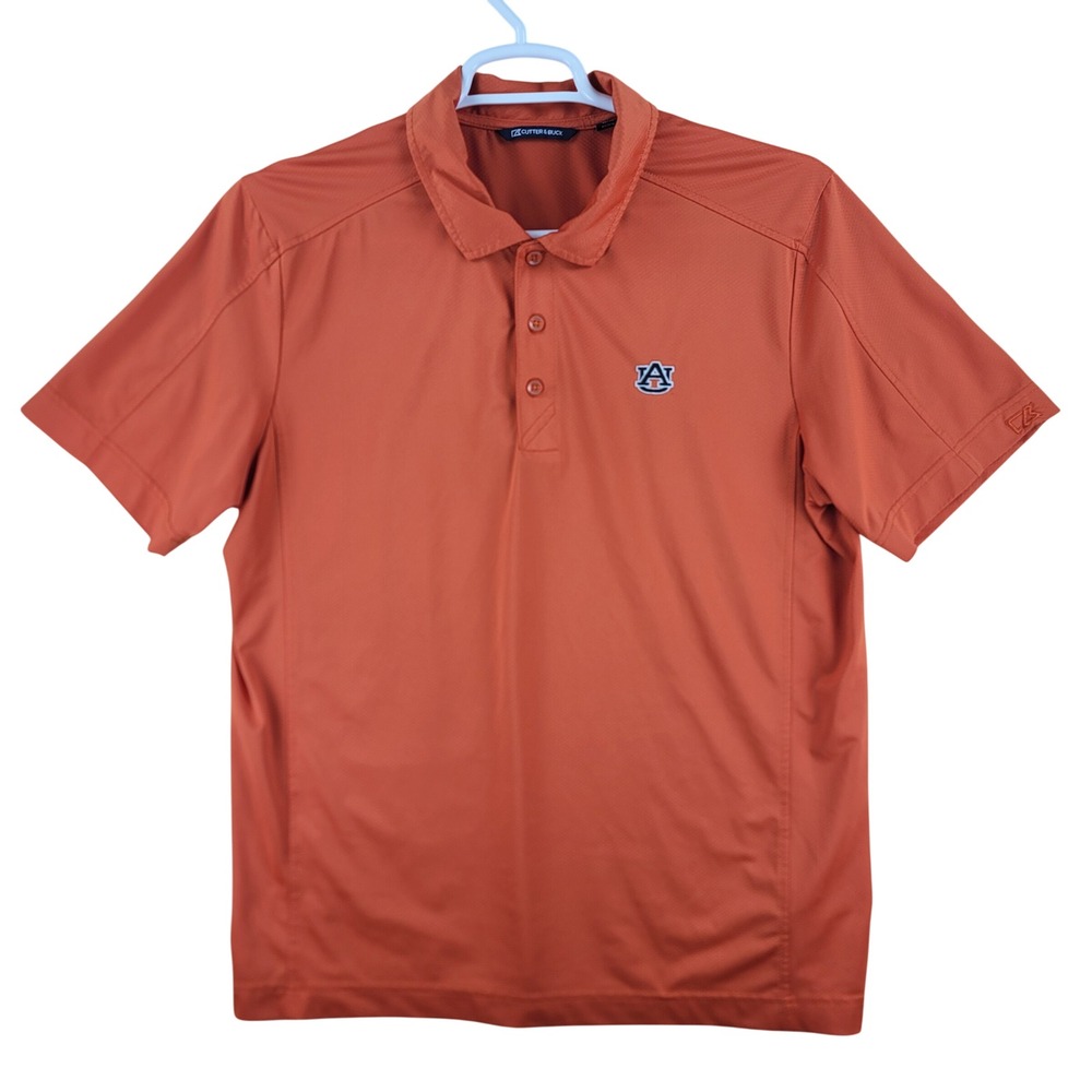 Orange Auburn Tigers Polo Shirt Mens L Cutter & Buck NCAA Golf Performance Logo